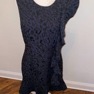 BCBG Max Azria 'dede' Navy Jacquard Ruffle Sheath Party Dress, Size 12